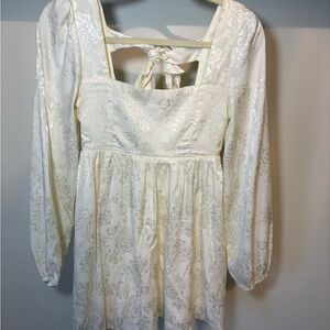 Altar'd State Cream Floral Blouse with Bow Detail